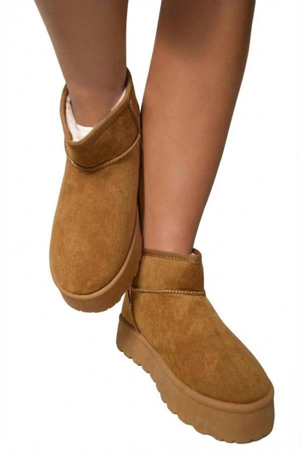 Jazlyn Faux Fur Lined Ankle Platform Mini Boots - Chestnut_wb