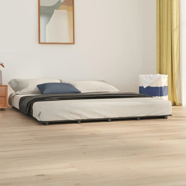 Berkfield Bed Frame Grey 180x200 cm 6FT Super King Solid Wood Pine