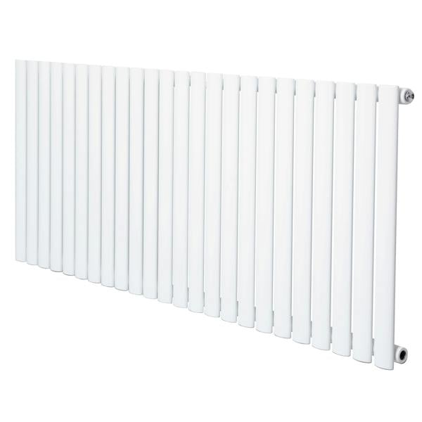 Oval single column radiator in sleek white finish, measuring 600 x 1440mm, featuring smooth, rounded edges and a modern design