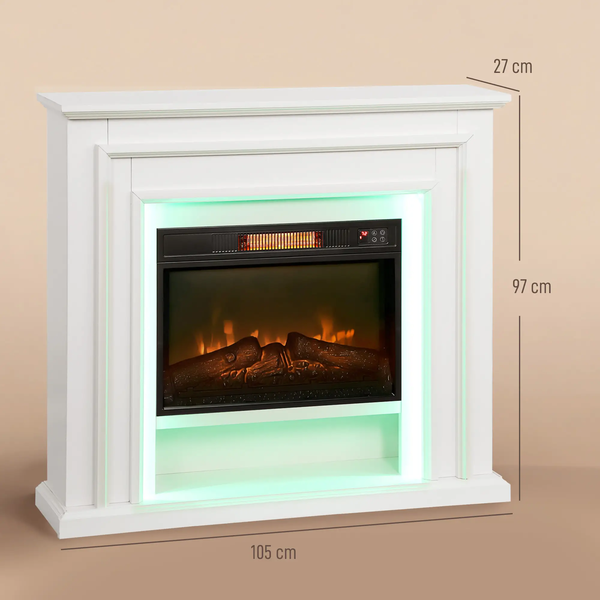 Bobobiy 4777 BTU Multicolour LED Electric Fireplace - White