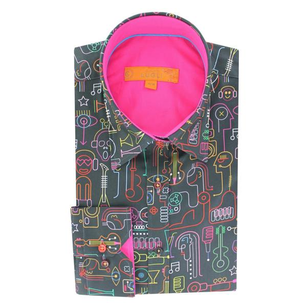 NEON PARTY PRINT WOMENS SHIRT – Premium Men's Patterned Shirt by Claudio Lugli | Bold Design, Tailored Fit, Best Printed Shirts
