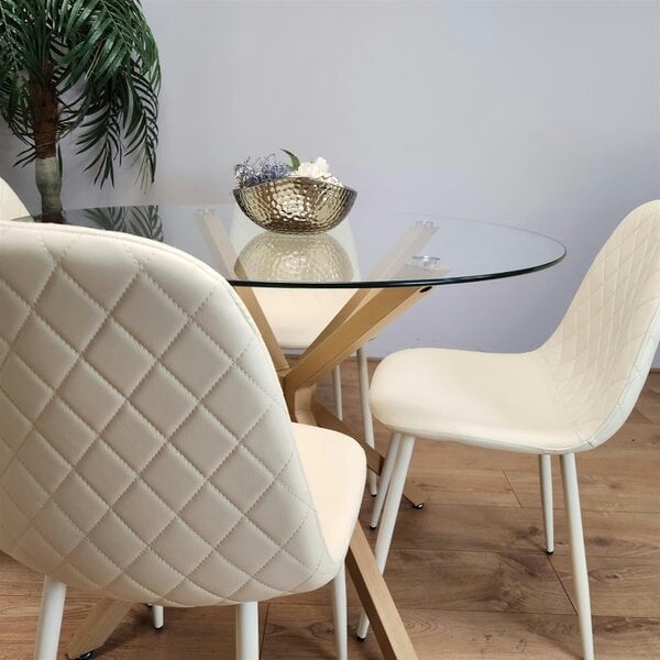Kosy Koala Forest Round Glass Table + 4 cream gem