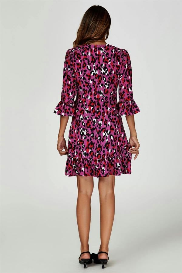 FS Collection Leopard Print Mini Dress In Pink