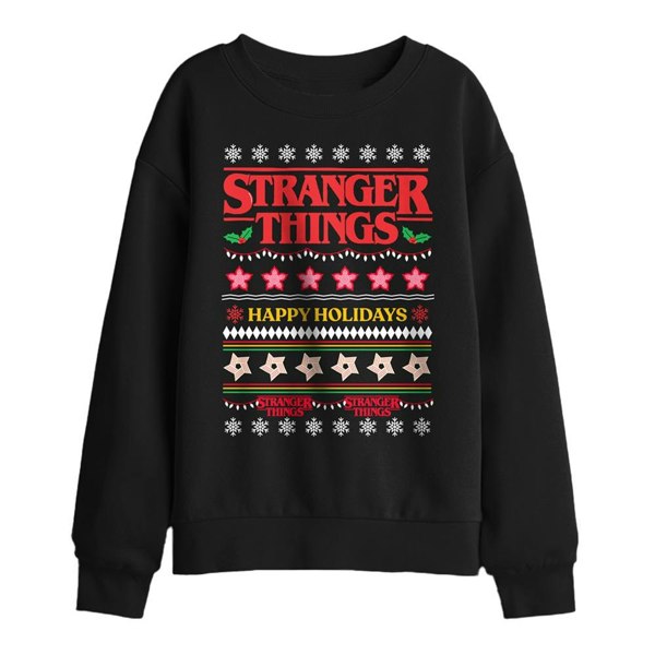 Stranger Things Kids Ugly Demogorgon Christmas Jumper Sweatshirt - Black