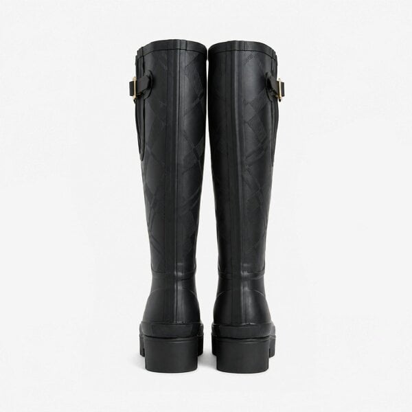 Barbour LEIGHTON TARTAN TALL Wellingtons   in  Black