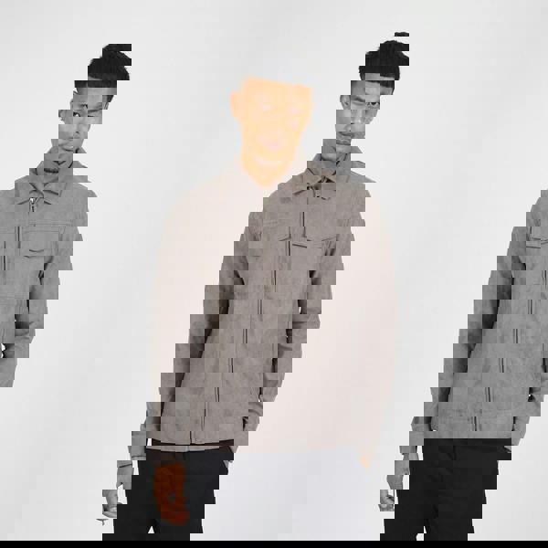 Brave Soul Taupe Faux Suede Patch Pocket Jacket - Taupe Image 1