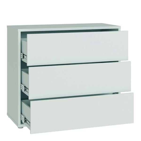 Alice Springs 3 Drawer Chest with Push-to-Open Drawers in Light Grey