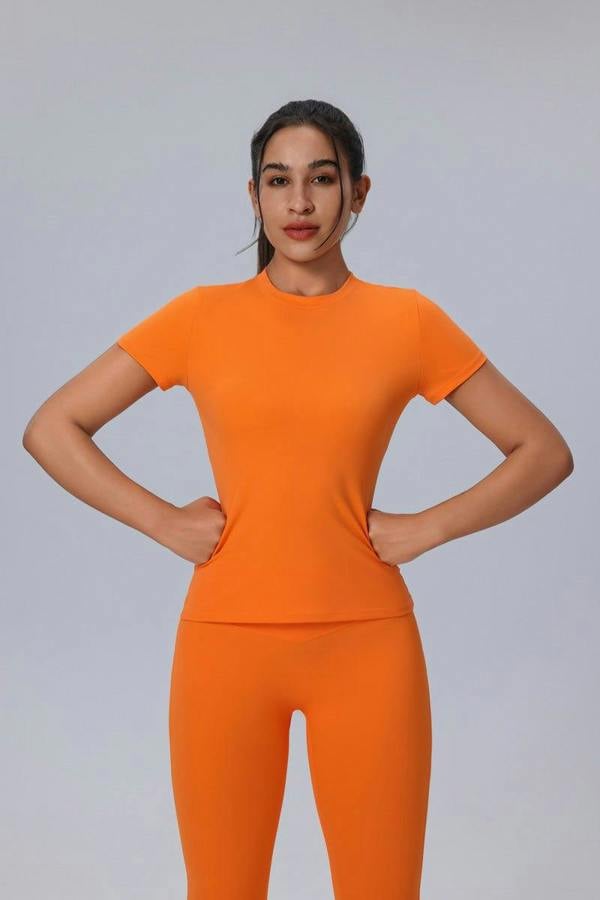 Anniou Short Sleeve Yoga T-Shirt - orange