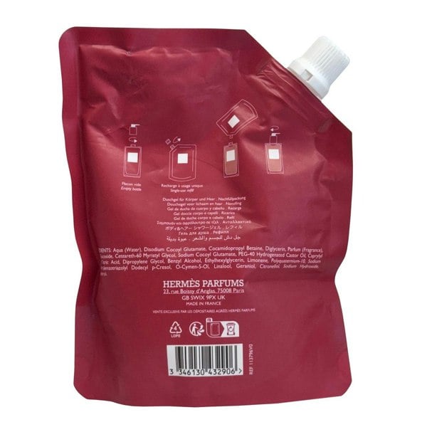 Hermes Eau de Rhubarbe Ecarlate Hair & Body Shower Gel 200ml Refill Pouch