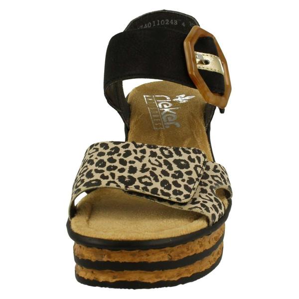 Rieker Ladies Rieker Buckle Detailed Wedge Sandal 68176