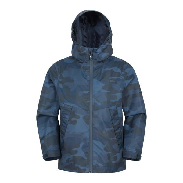 Mountain Warehouse Childrens/Kids Ravine Printed Lightweight Waterproof Jacket - Dark Blue - 