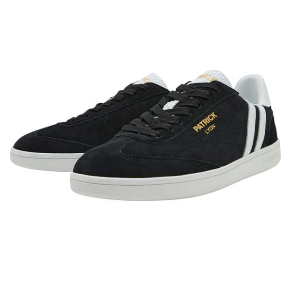 Patrick Mens Lyon Suede Cupsole Trainers - Black/White - 