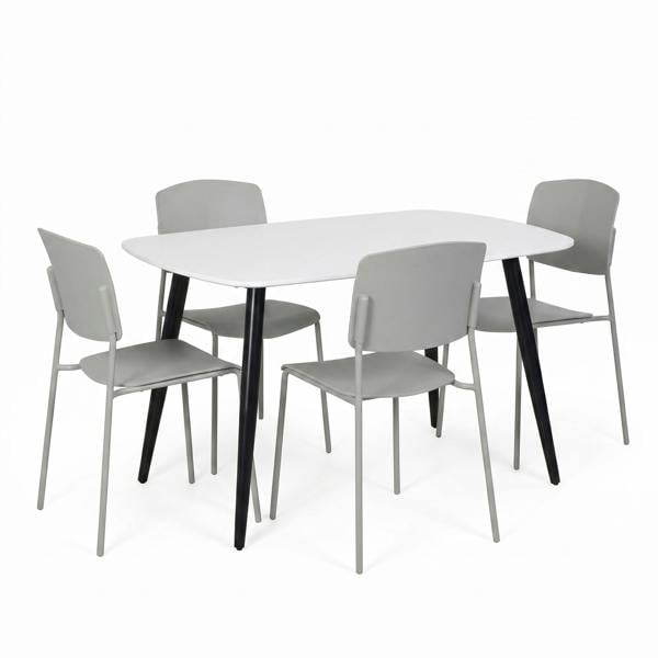 Core Products Aspen Dining Set - White Rectangular Table & 4 Academy Dining Chairs