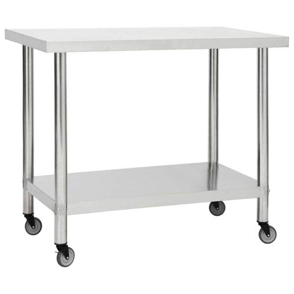 Berkfield Kitchen Work Table with Wheels 80x60x85 cm Stainless Steel