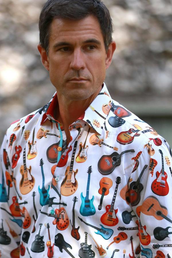 GUITAR PRINT SHIRT – Premium Men's Patterned Shirt by Claudio Lugli | Bold Design, Tailored Fit, Best Printed Shirts
