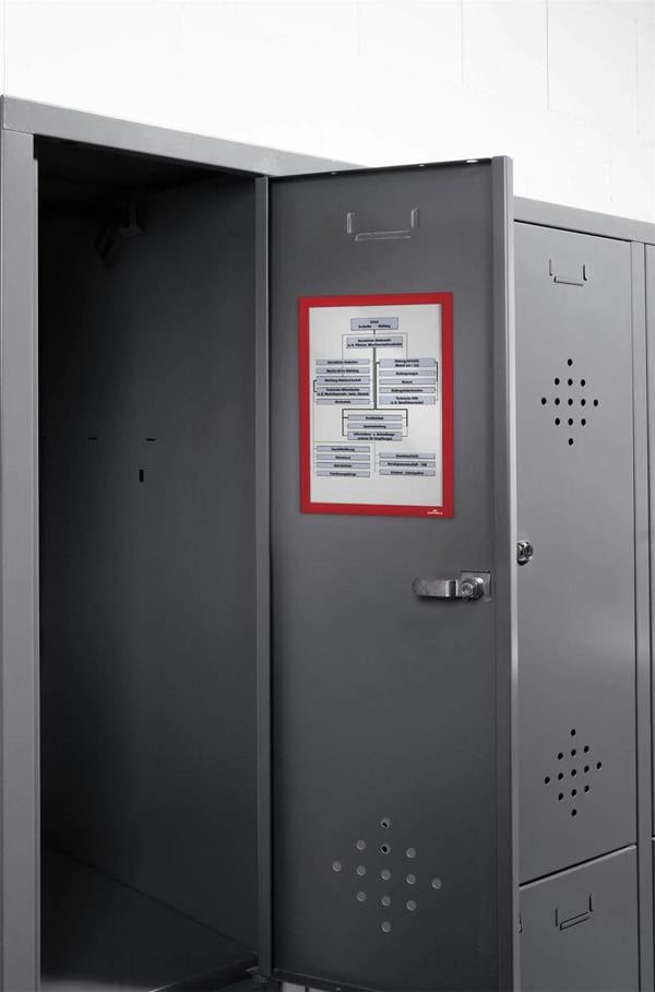 Durable DURAFRAME Magnetic Document Signage Frame for Metal | 5 Pack | A4 Red