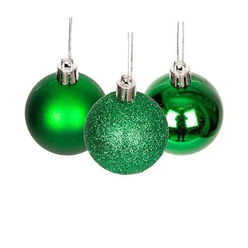 Shatchi 5cm Shatterproof Dark Green Christmas Bauble Set, 9 or 18 Piece Festive Tree Decorations