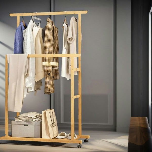 Rafaelo Mobilia Bamboo 4-in-1 Open Wardrobe With Hanging Rails