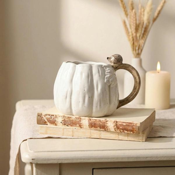 Garden Greatness Hedgehog on Handle Pumpkin Mug