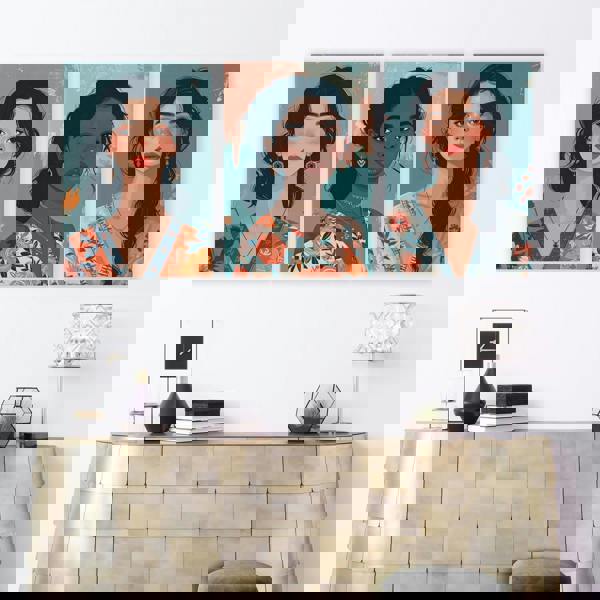 Artwork For Living Room Walls | Set of 3 Boho Women Wall art Prints