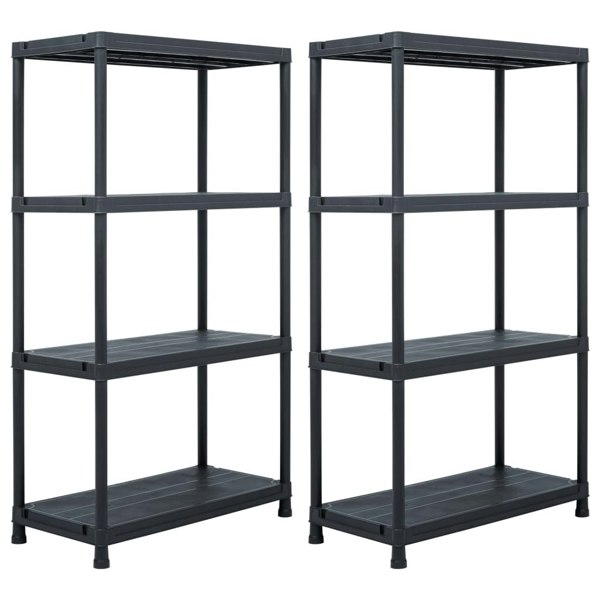 Berkfield Storage Shelf Racks 2 pcs Black 60x30x138 cm Plastic