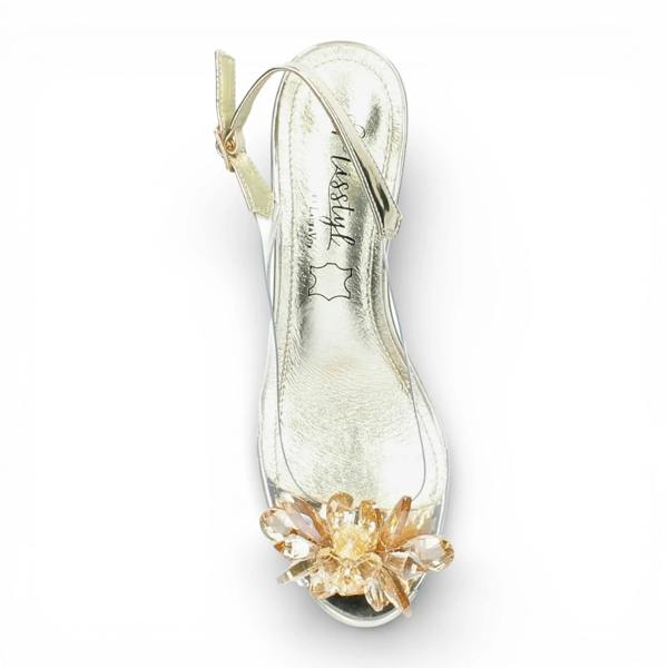 Laura Vita Mily 22 - Women’s Clear Golden Slip-On Heel Sandals