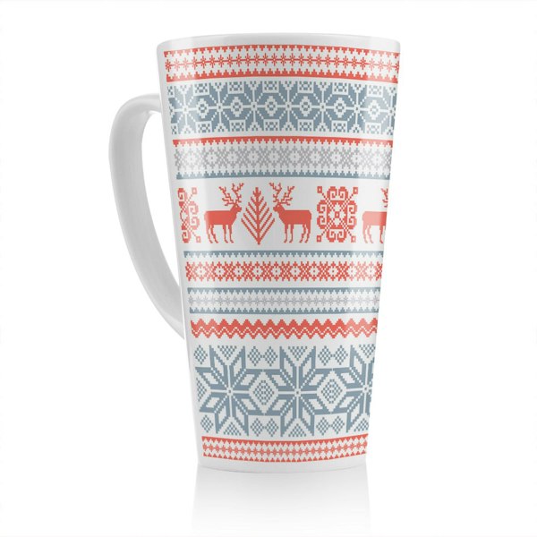 Benjamin Tate Design Christmas Background With Deer Dining Latte Mug