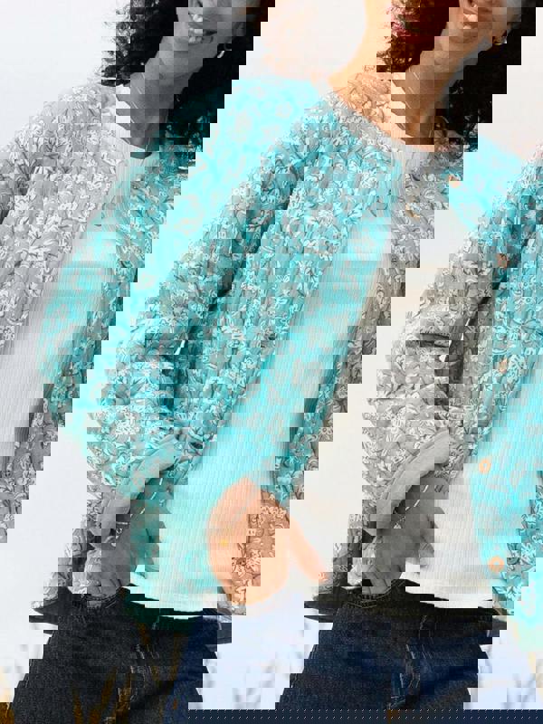 Kite Womens Organic Harbin Quilted Jacket Ocean Bloom