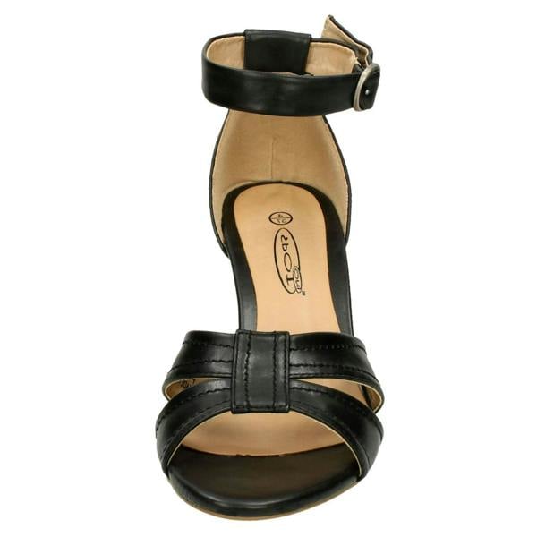Spot On Ladies Spot On Heeled Ankle Strap Sandal with Stitched Vamp