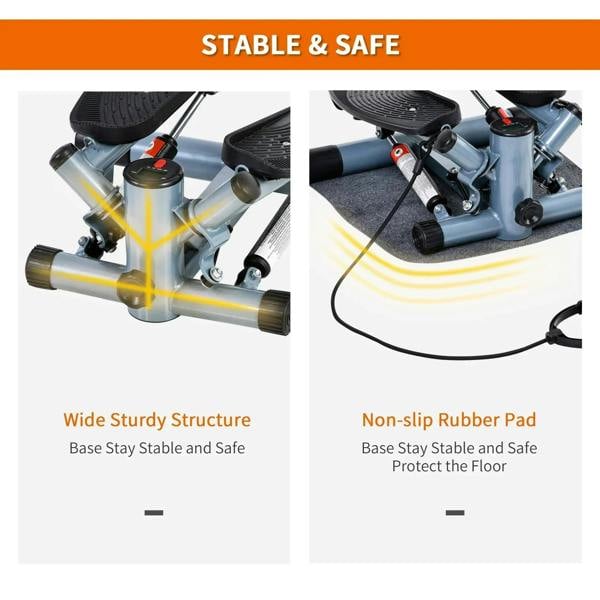 Mini stepper non-slip rubber pad and stable base structure for floor protection