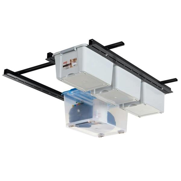 Gr8 Home Overhead Adjustable Storage Bin Rack Tote Brackets Garage Ceiling Rail Organiser