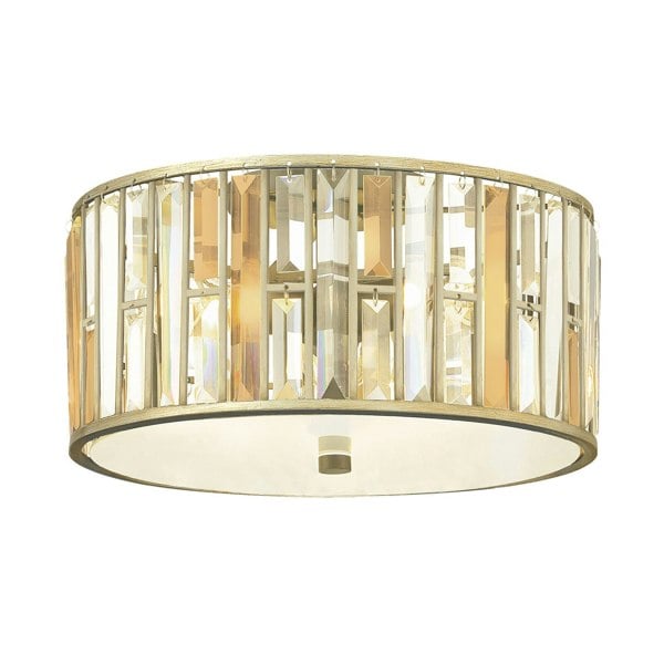 3 Bulb Flush Light Light Low Ceiling Silver Leaf LED E27 60W Bulb Loops