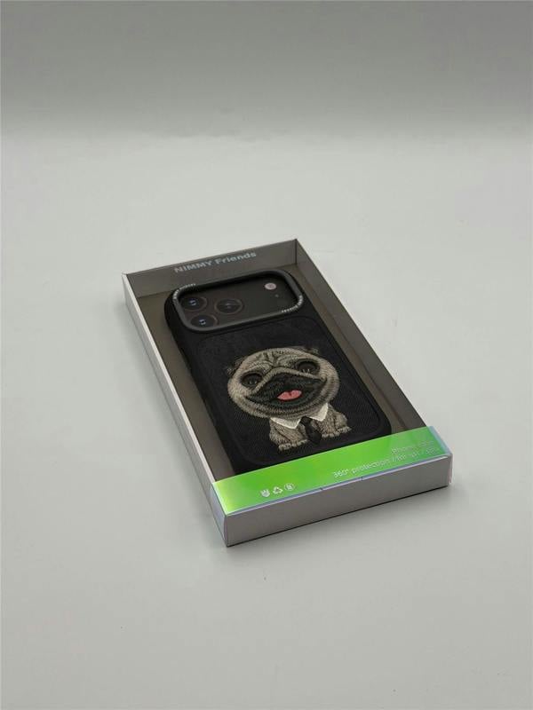 Nimmy Friends Nimmy Big Eye Cute Pet Pug Dog Case with MagSafe for iPhone Pro 6.3" Black Grey - N-XDY-IP17-PRO-09-A