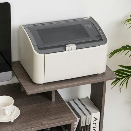 Wyld Haus Ramo 100cm Wooden Grey Home Office Desk With Keyboard Tray Drawer And Side Shelving