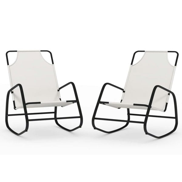Berkfield Rocking Sun Loungers 2 pcs Cream Steel and Textilene