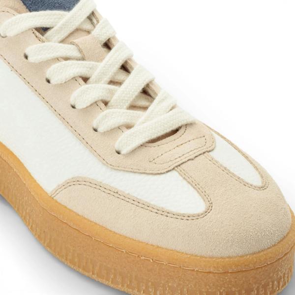 Tamaris Men's Off White Leather Red Stripe Sneakers