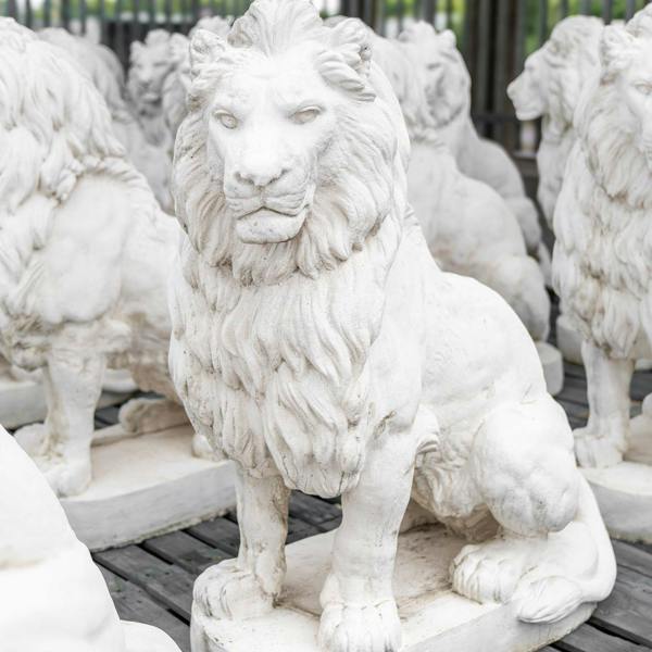 Pair of Giant White Porto Lions
