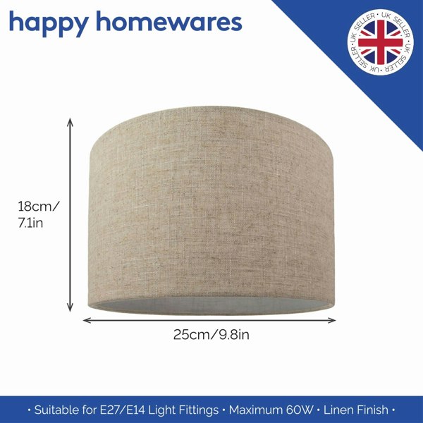 Contemporary and Stylish Natural Linen 10" Lamp Shade in Oatmeal - 30cm Diameter Image 4