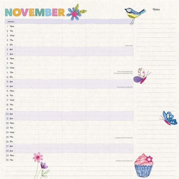 Mum's Fabric Household Family Planner 2027, Family Planners, Month To View, Family, Gift