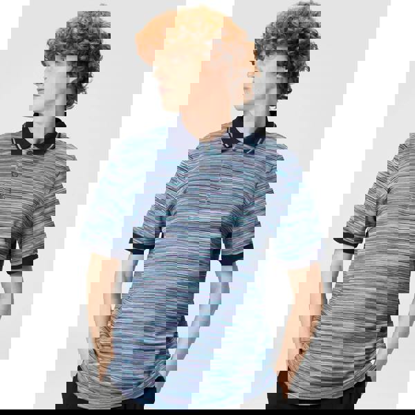 Missoni Striped Slub Polo Shirt   in  Multicoloured