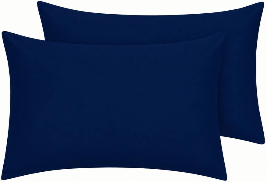 Night Zone Housewife Polycotton Pillowcases Pair – Plain Dyed Easy Care Bed Linen - Navy