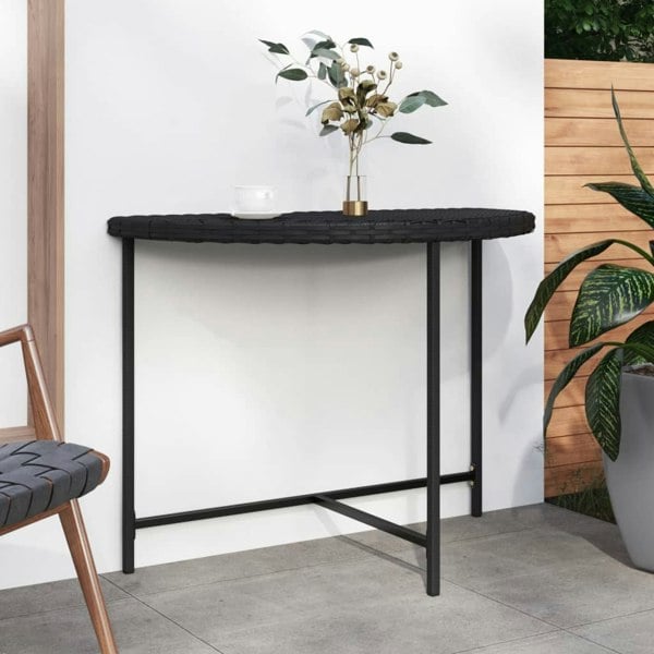Berkfield Garden Table Black 100x50x75 cm Poly Rattan