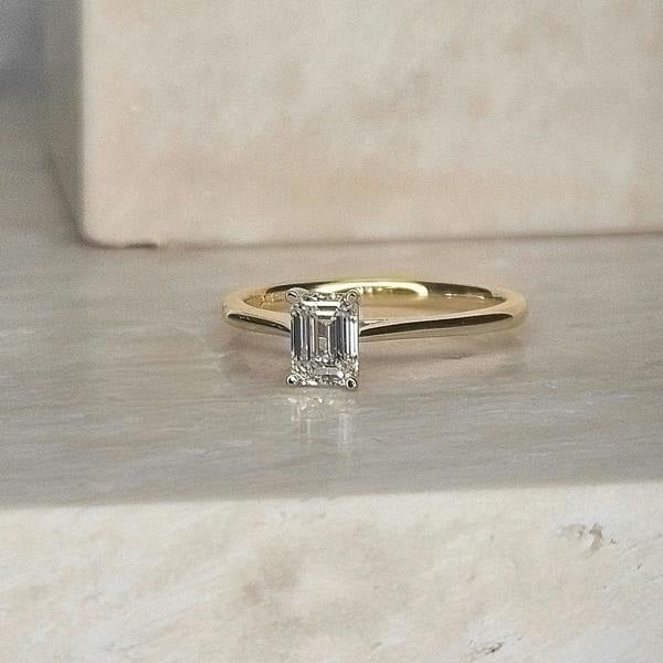 Sarah Layton 18ct Yellow Gold Emerald Cut Diamond Engagement Ring - 0.62ct