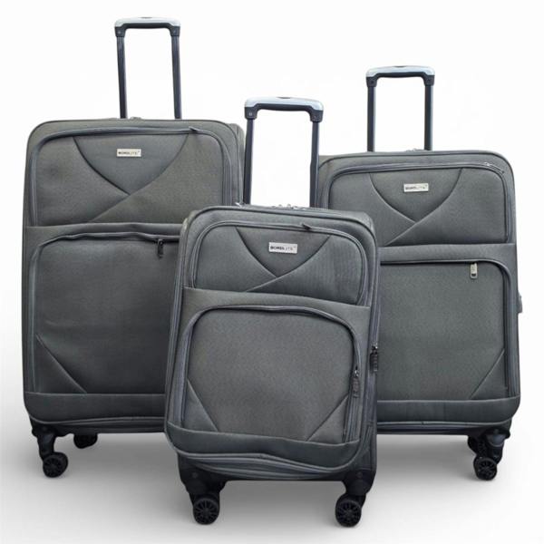 Infinity Luggage Soft Shell Lightweight Nylon Suitcase Set 4 Wheel Travel Case Holiday Bags