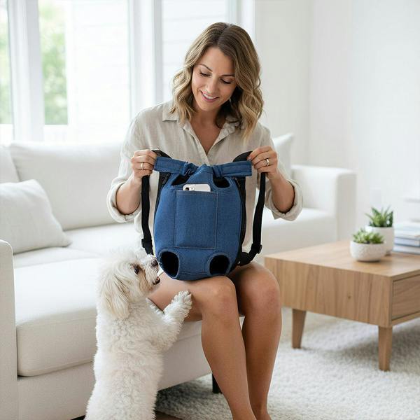 Anywags Anypet Pet Carrier Small Denim Blue Denim Backpack for Outdoor Travel With Front Pocket for Small Size Pets