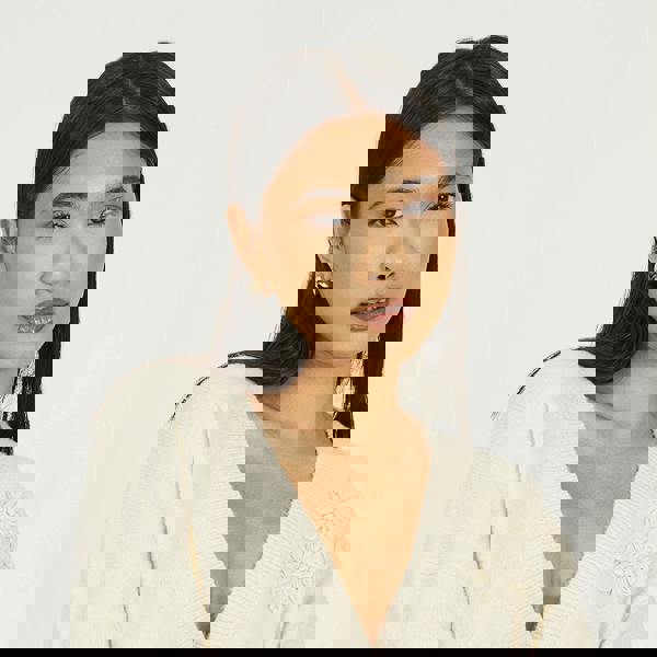 Brave Soul Stone Floral Embroidery V-Neck Cardigan - Stone Image 4