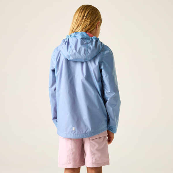 Regatta Kids Lever Waterproof Shell Jacket - Washed Denim/Peach Pink