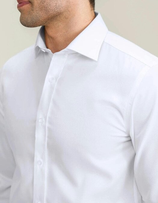 Men's White Self Textured Formal Shirt