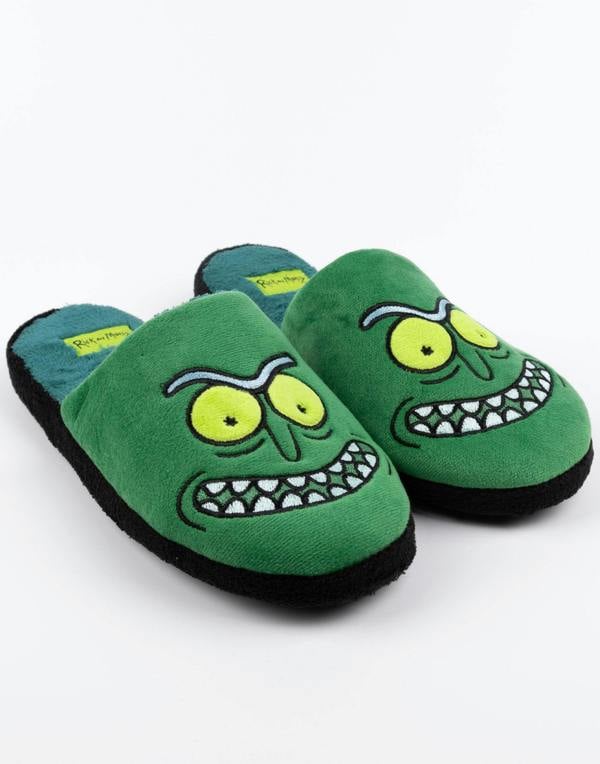 Rick And Morty Mens Green Pickle Rick Mule Slippers