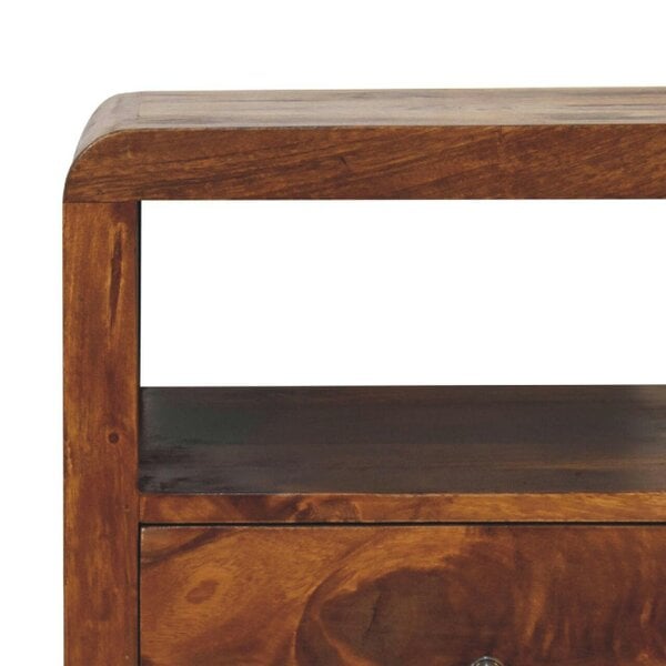 Wyld Haus Tropea Mango Wood Bedside Table with 2 Drawers and Shelf